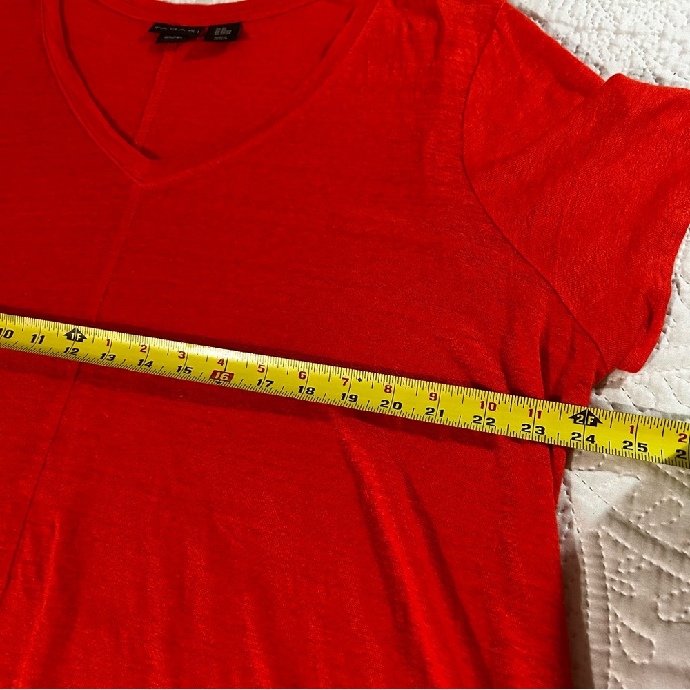 Tahari Poppy 100% Linen V-neck Short Sleeve Hi Lo Tunic Top Size 2X - Picture 6 of 7